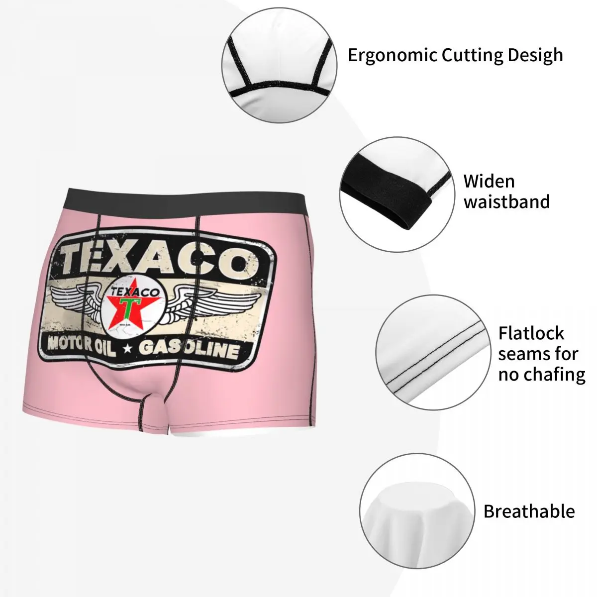 Custom Male Cool Vintage Texaco Sign Underwear Boxer Briefs Soft Shorts Panties Underpants