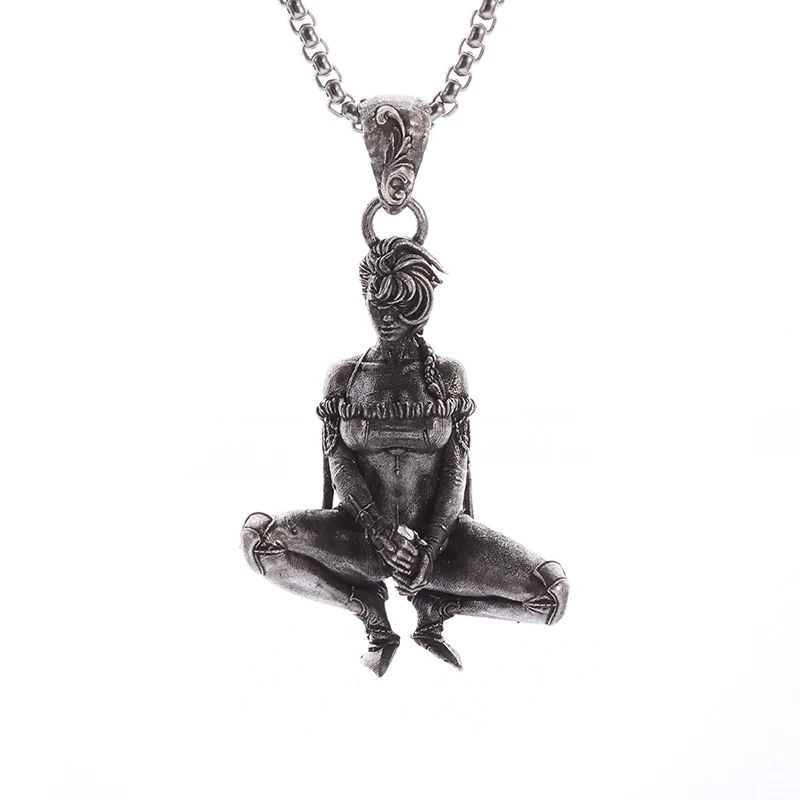 Trend Creative Design Tie Goddess Pendant Necklace Men Women Street Fashion Y2K Accessories