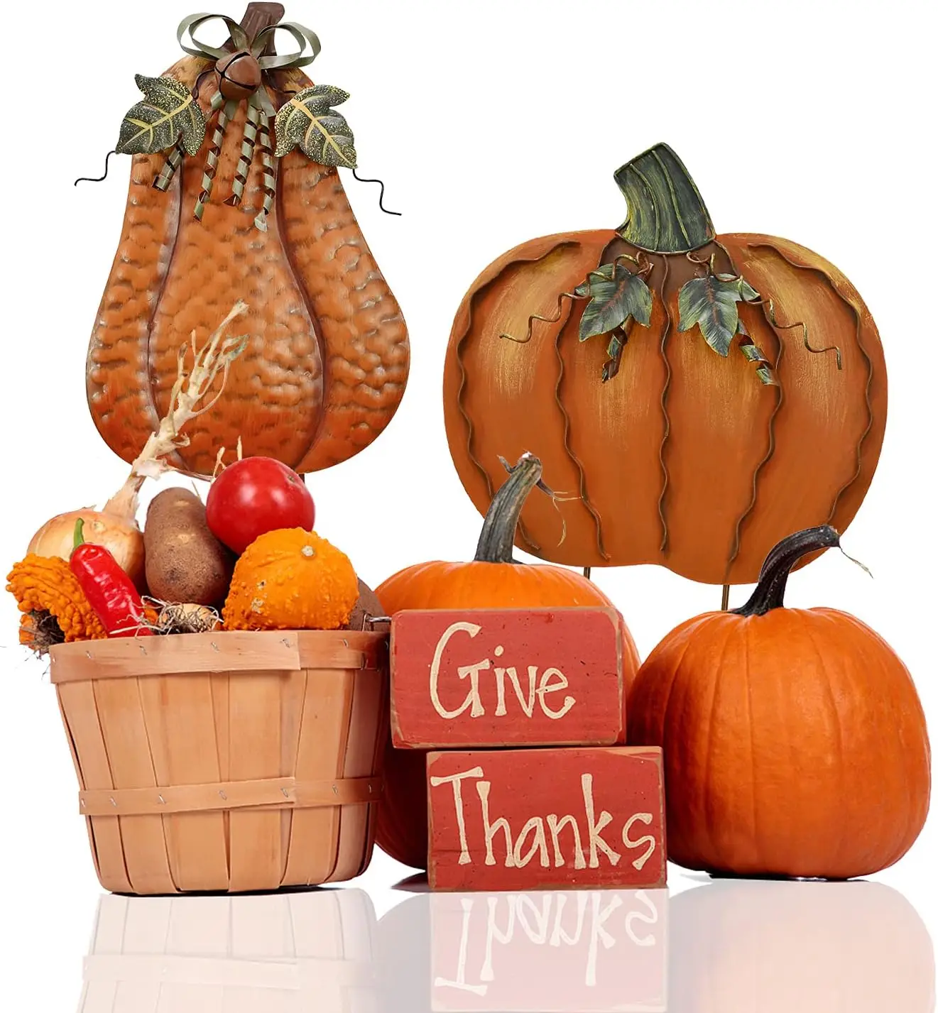 

2X Pumpkin Garden Stake Metal Pumpkin Yard Sign Fall Decor, Decorative Garden Decor Pumpkin Outdoor Stakes Autumn Harvest Thanks