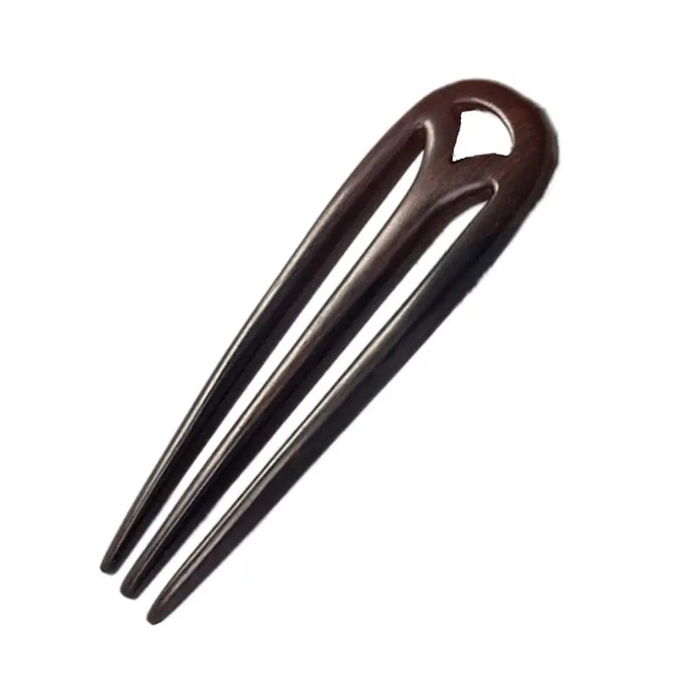 

3- Prong Hair Fork Carved Wood Hairpin Vintage Hair Chopstick Hair Bun Holder Hair Styling Accessory for Woman Girl ( Brown )