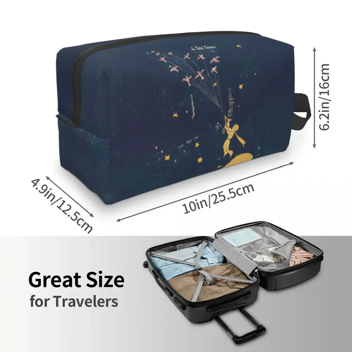 Cute The Little Prince Travel Toiletry Bag for Women French Literary Fiction Makeup Cosmetic Bag Beauty Storage Dopp Kit