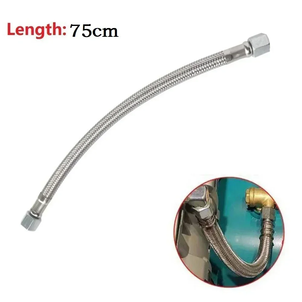 1pc 750mm Air Compressor Flexible Hose Stainless Steel Air Pump Check Valve Connecting Pipe For Air Compressor Power Tool Access