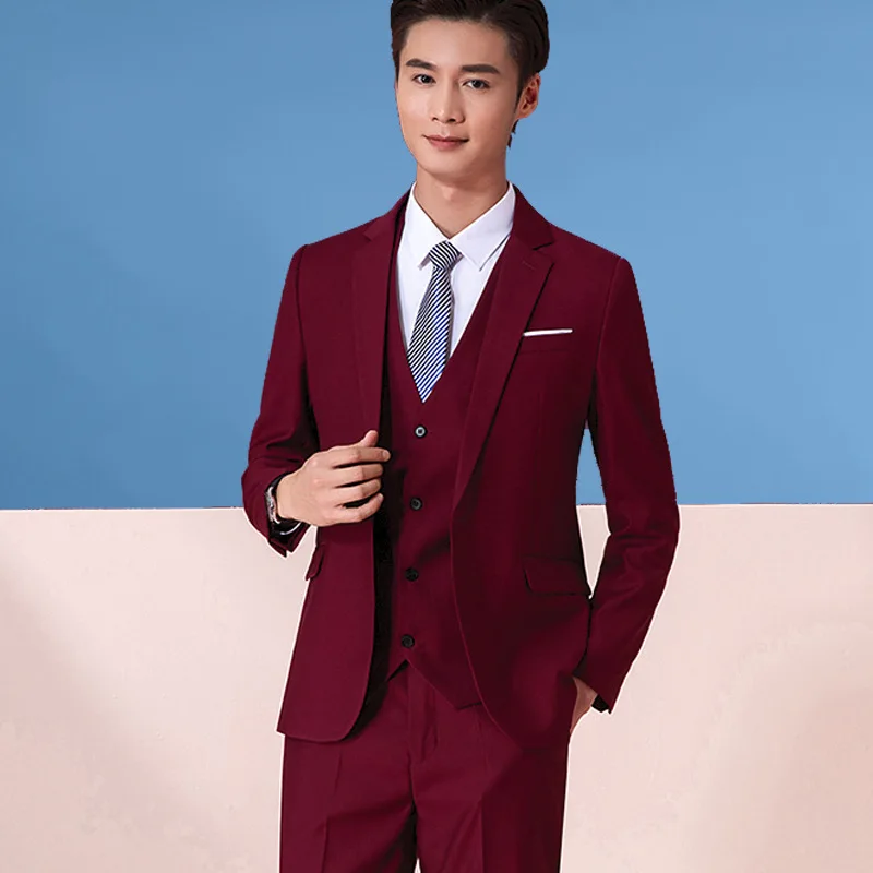 

B250 suit set for men's autumn/winter Korean version slim fit small suit, professional formal attire, groomsman, groom's we