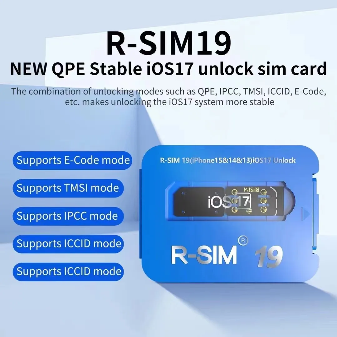 R SIM19 Automatic Unlocking Mode ICCID TMSI for Phone X XS 11 12 13 14 15 for iOS 17 5G Double Sided Sticker Editable ICCID TMSI