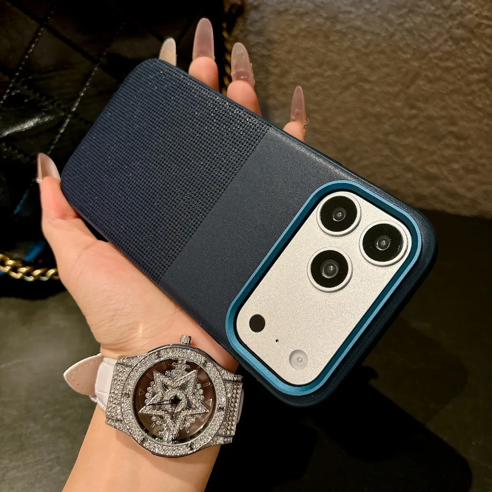 High End B Dot Matrix Same Style Magnetic Leather Phone Case For IPhone 17 16 15 Pro Max 14 13 For MagSafe Drop Protection Cover