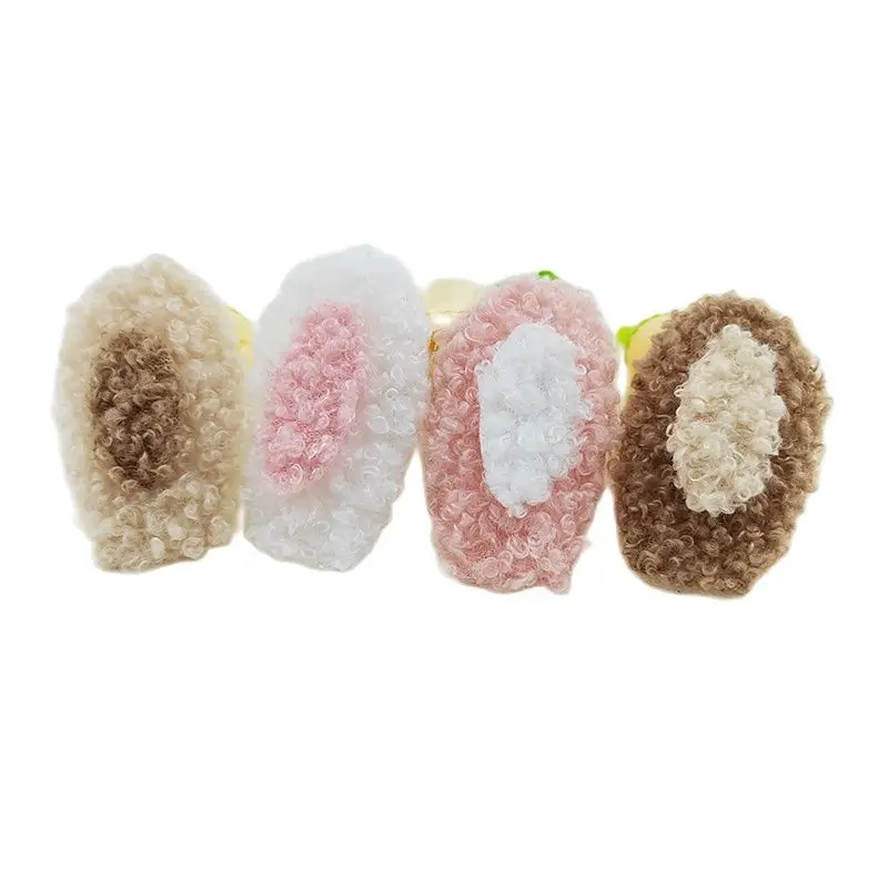 40 Stück 5,5 cm Teddy-Plüsch-Hasenohren, gepolsterte Applikationen für Babykleidung, Mützen, zum Nähen, für DIY-Kopfbedeckungen, Haarspangen, Schleifen, Accessoires und Aufnäher. – Detail 1