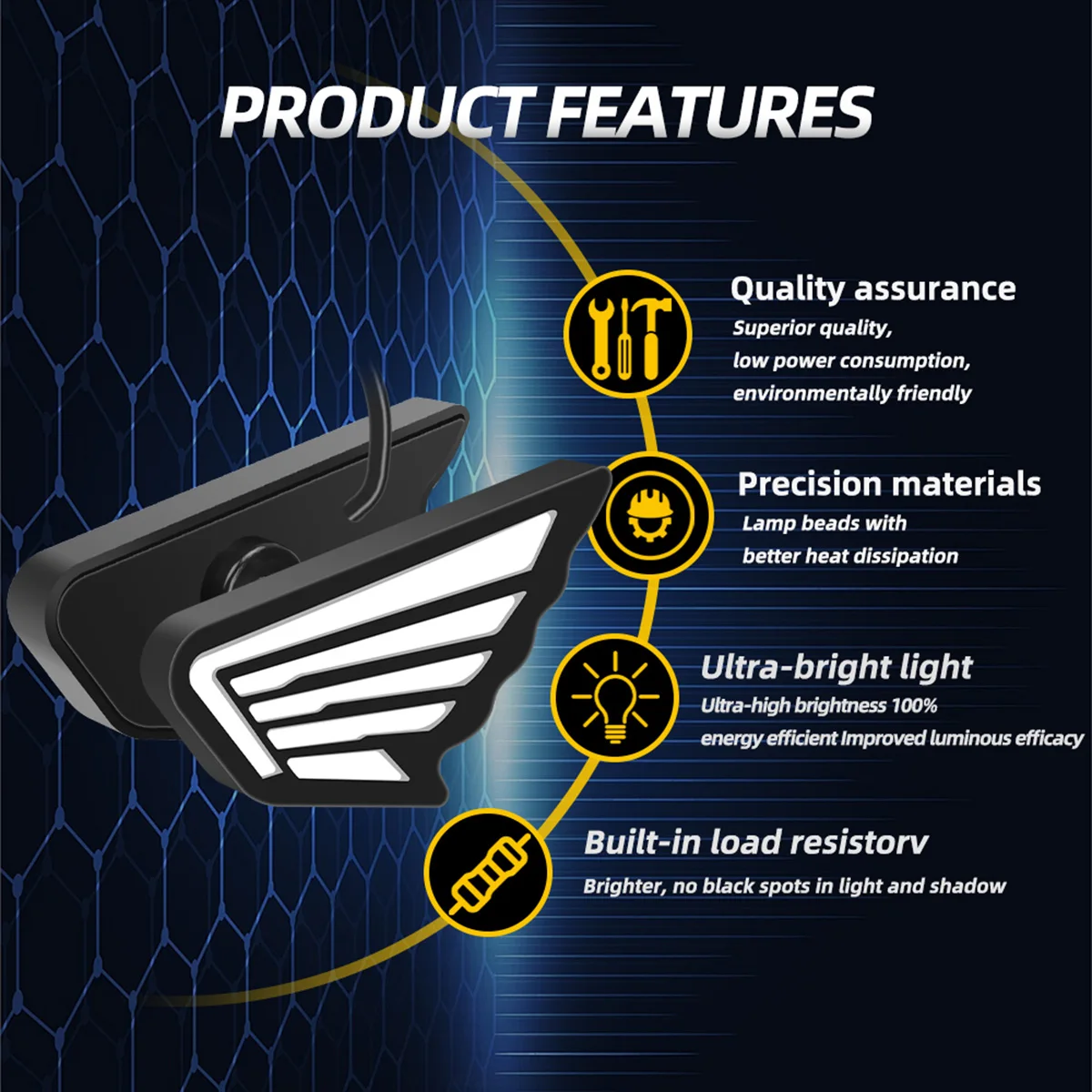 Motorcycle LED Eagle Eye Driving Lights Wings style Super Bright DRL Daytime Running Lights Fog Lamp Reversing Stop Signal Light