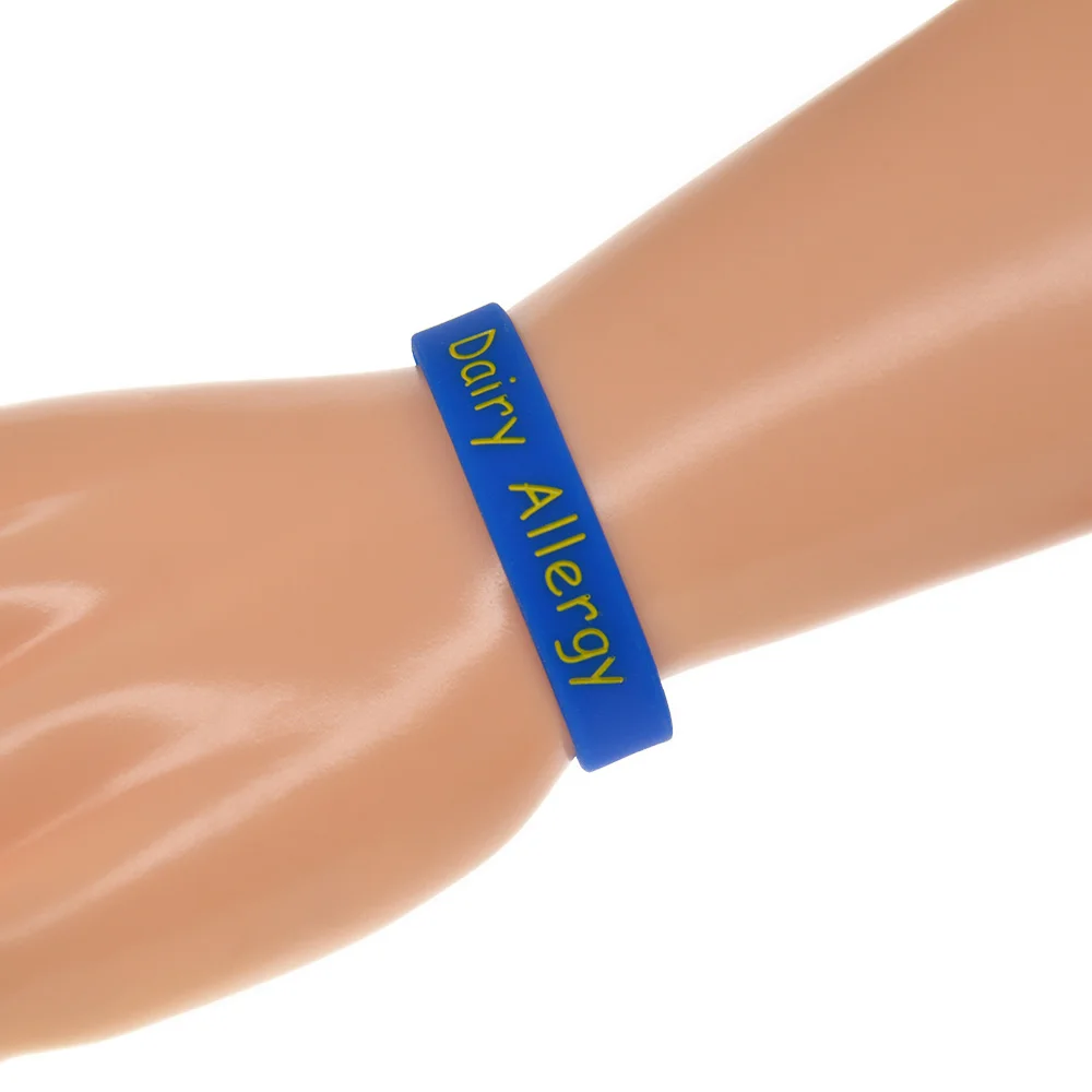 50 Pcs Alert Dairy Allergy Silicone Bracelet Simple Food Allergy Statement Daily Wear Safety Bangle Small Size