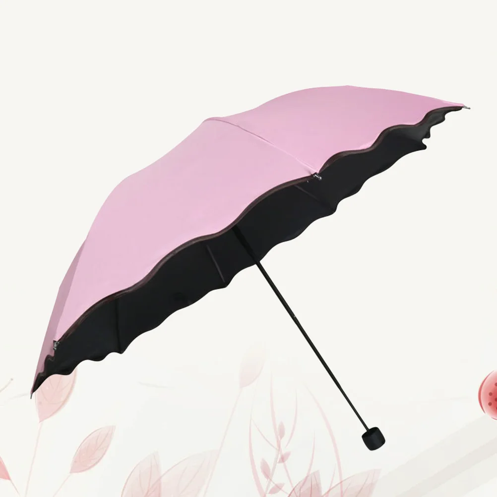 

8 Ribs Parasol Foldable Umbrella for Woman Lotus Leaf Brim Flower Patterned Sunscreen