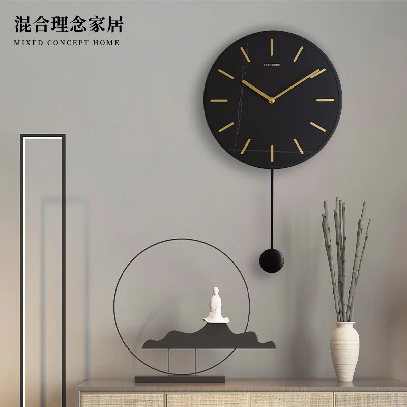 Nordic Minimalist Living Room Wall Clock, Silent Modern Swing Timepiece, Creative Luxury Hanging Clock for Home Use