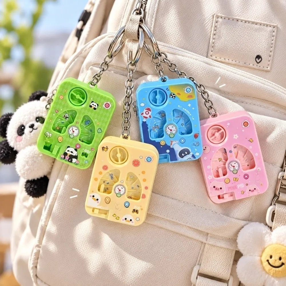 Decision Maker Game Console Keychain Cartoon Entertainment Racing Challenge Game Key Chain Funny Mini Rotating Bag Accessory