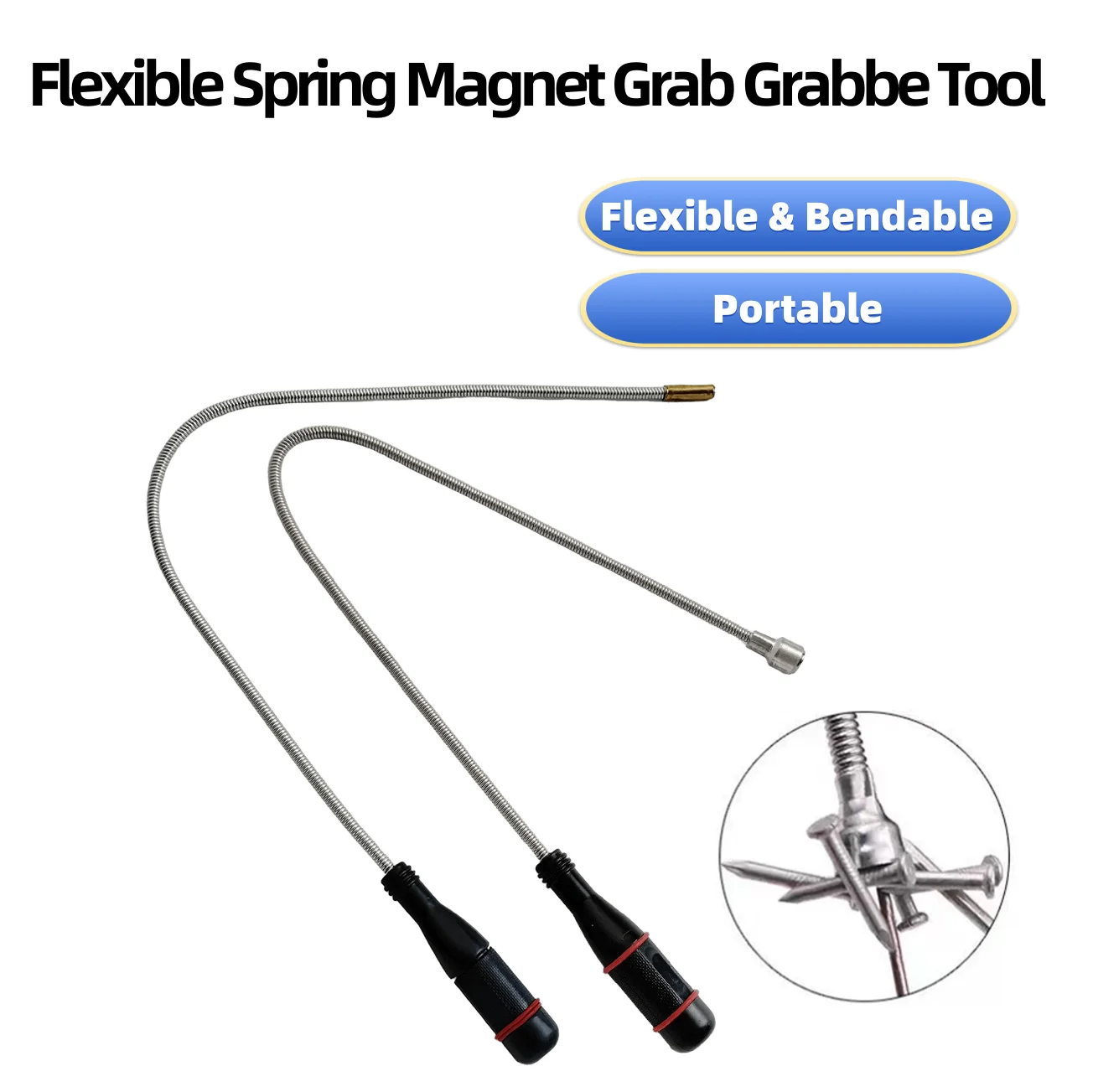 Telescopic Magnetic Pick Up Tool Flexible Spring Magnet Grab Grabber Pickup Tool Fingers Prong for Garbage Pick Up Arm Extension