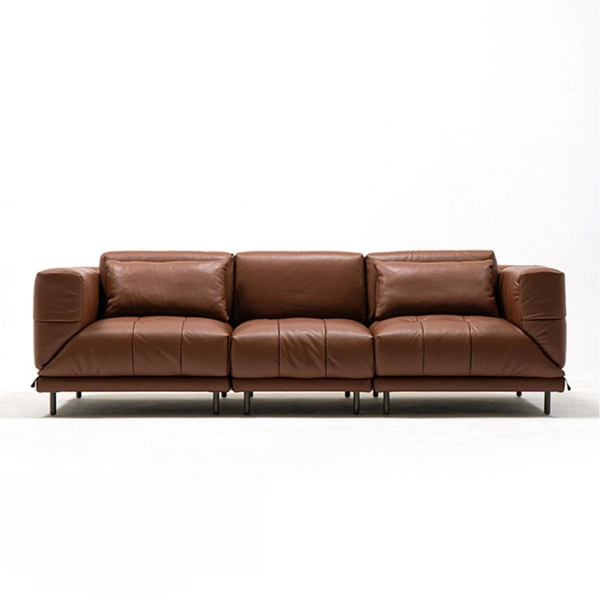 Multifunctional all-leather sofa rotatable living room straight row