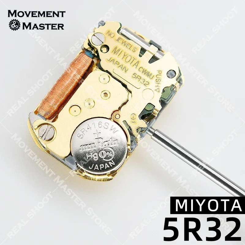 Nuovo movimento dell'orologio al quarzo giapponese MIYOTA 5R32 Movimento dell'orologio originale a 3 lancette in oro senza movimento battario