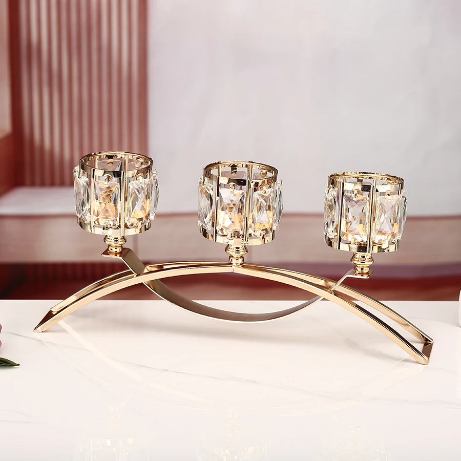 1pc 3 Arms Crystal Candle Holders Bowls Tealight Candelabra - Votive Candle Holder Ornaments Candlesticks Candle Centerpieces