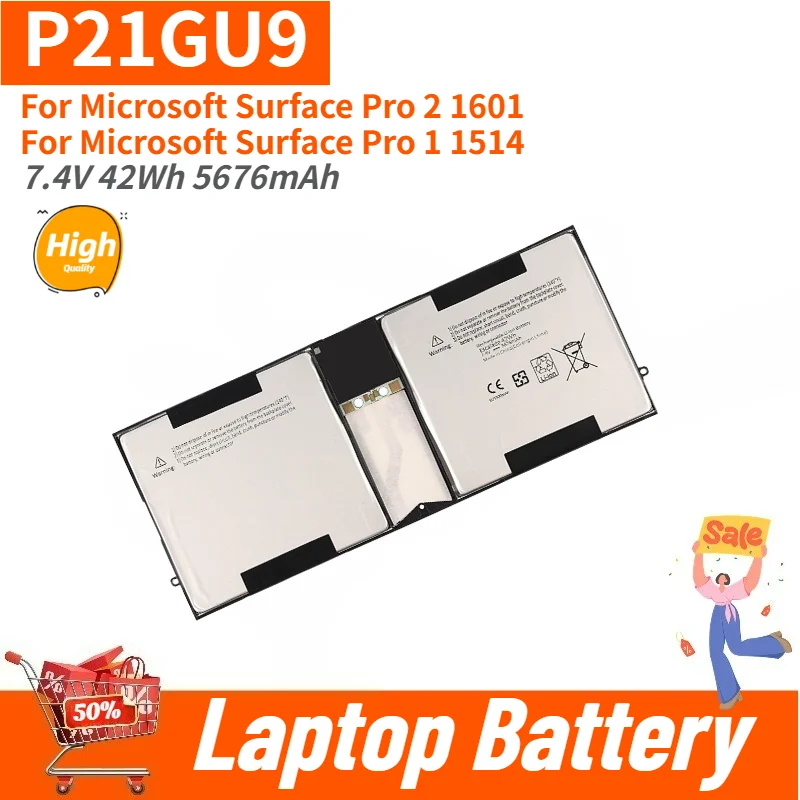 P21GU9 High Quality Laptop Battery 7.4V 5676mAh for Microsoft Surface Pro 2 1601, for Pro 1 1514 Tablet PC Replacement Battery