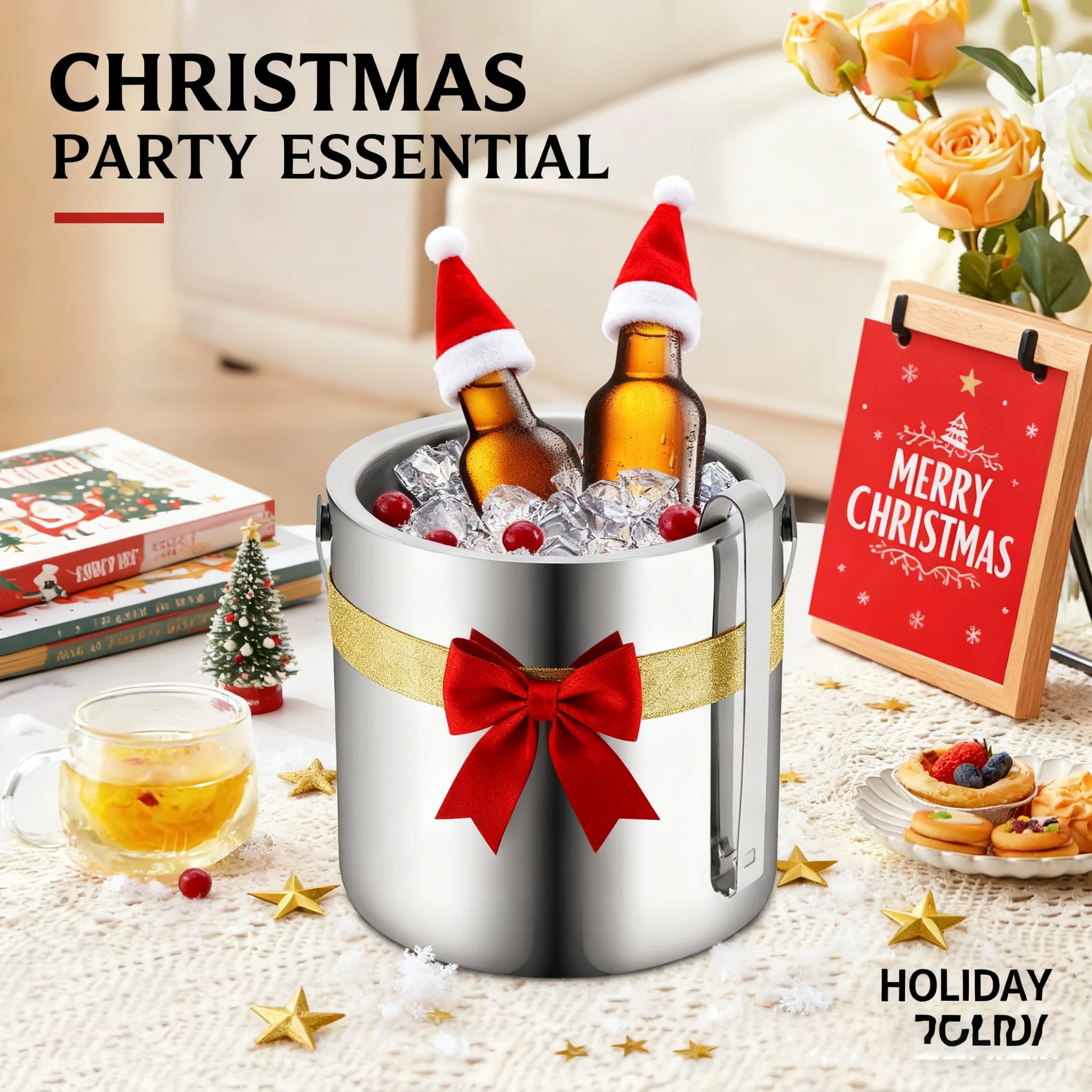 

Комплект ведер для льда 1,3 л, изолированный бочонок для пива из нержавеющей стали 304, двухслойный охладитель для пива, шампанского, KTV, зажим для фильтра для барной посуды