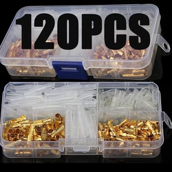 120PCS/lot 3.5mm Brass Bullet Connectors Plug Crimp Female Spade Terminals Male Clear Insulating Sleeve Cover Protection Wire