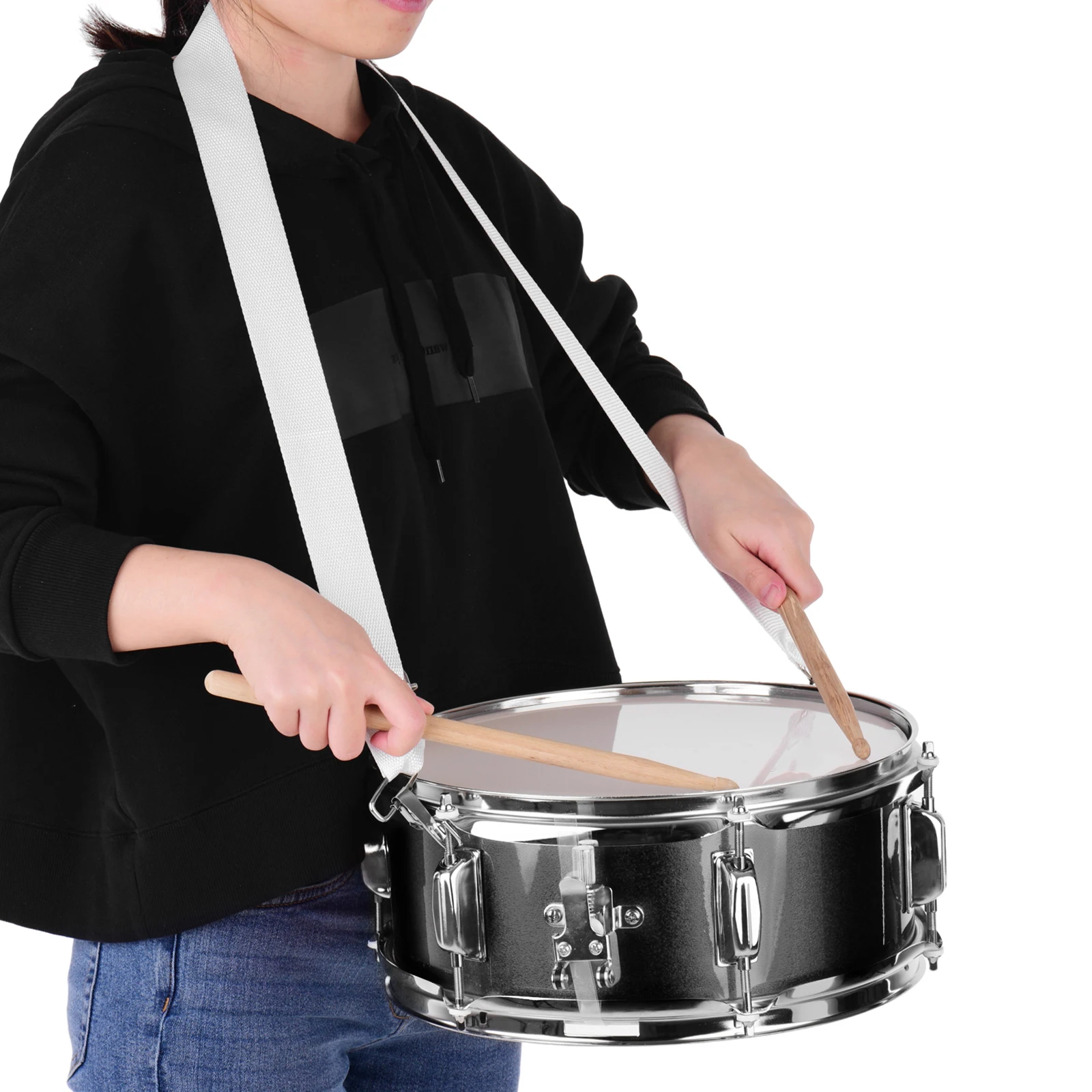 12inch Snare Drum with Drumsticks Shoulder Strap Drum Key Percussion Instrument for Students Beginners Marching Snare Drum Porta