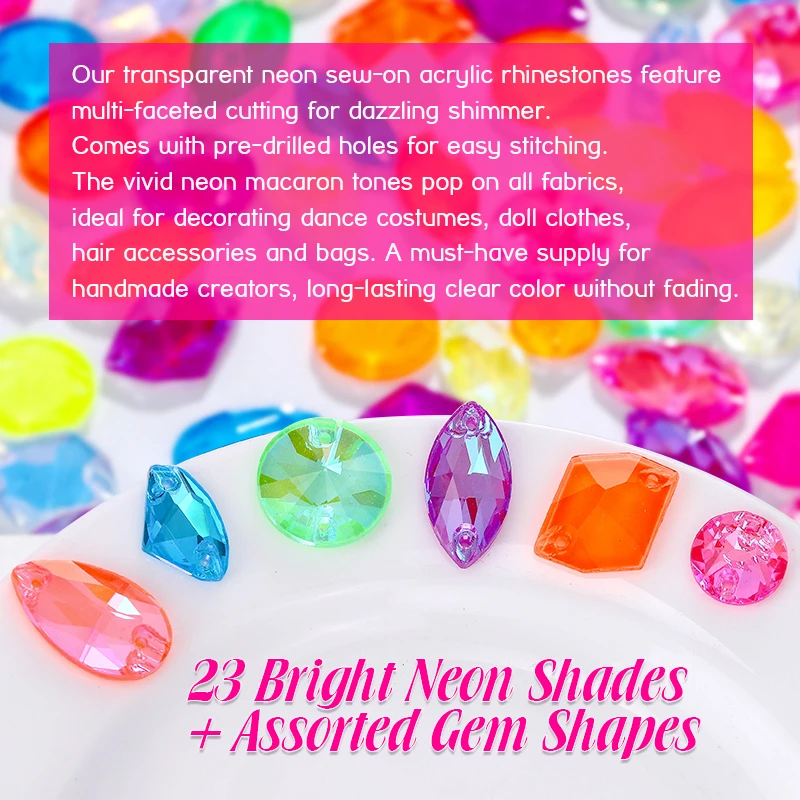 QIAO K9 Glas-Aufnähsteine Neon Opal AB Jelly Flachkristalle für Kleidung, Dekoration, DIY-Bastelarbeiten, Großhandel – Detail 4