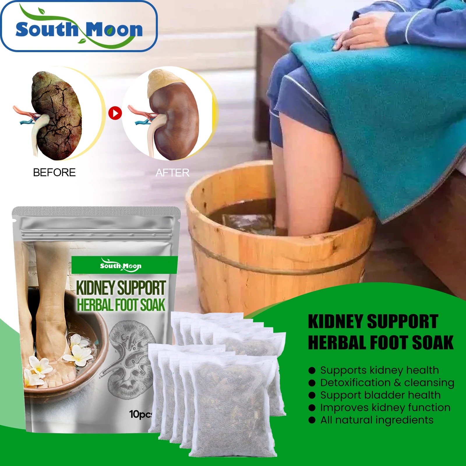 Enfermedad renal, remojo de pies, esencia de hierbas, limpieza suave, desintoxicante, purificador, nutritivo, cuidado de los pies para dormir y cuidado corporal