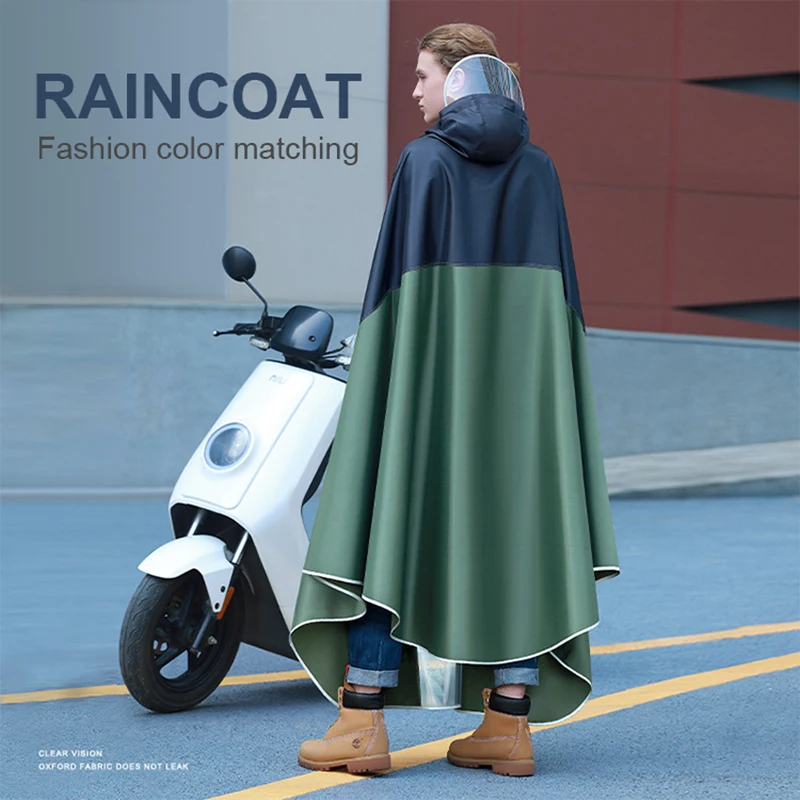 

Fashion Cycling Raincoat Electric Bicycle Transparent Dashboard Raincoat Men/Women Long Oxford Patchwork Waterproof Ponchos