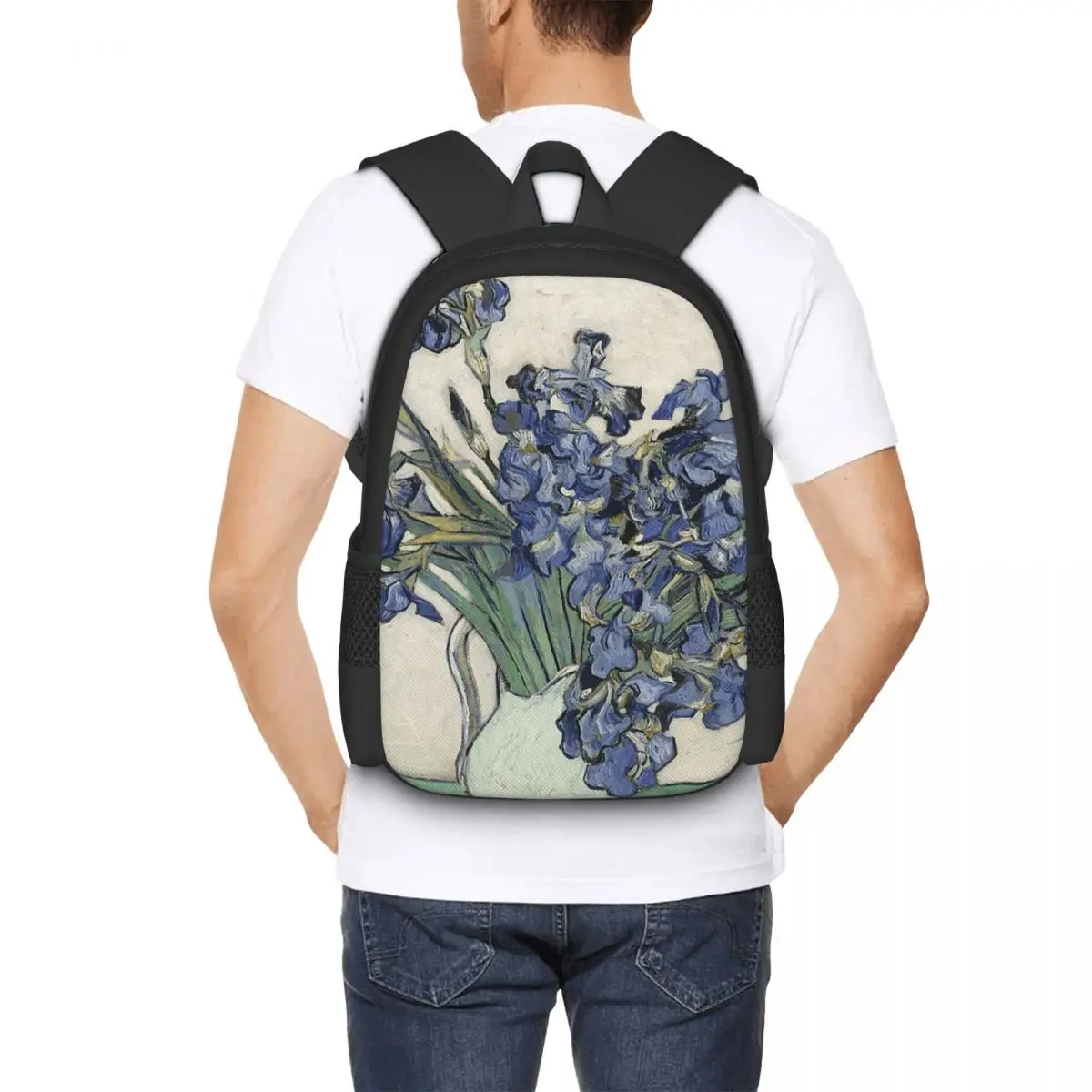 

Vincent Van Gogh Irises Art Flowers Student Backpack School Bag Hiking Travel Daypack for Boys Girls Bookbag Shoulder Bags