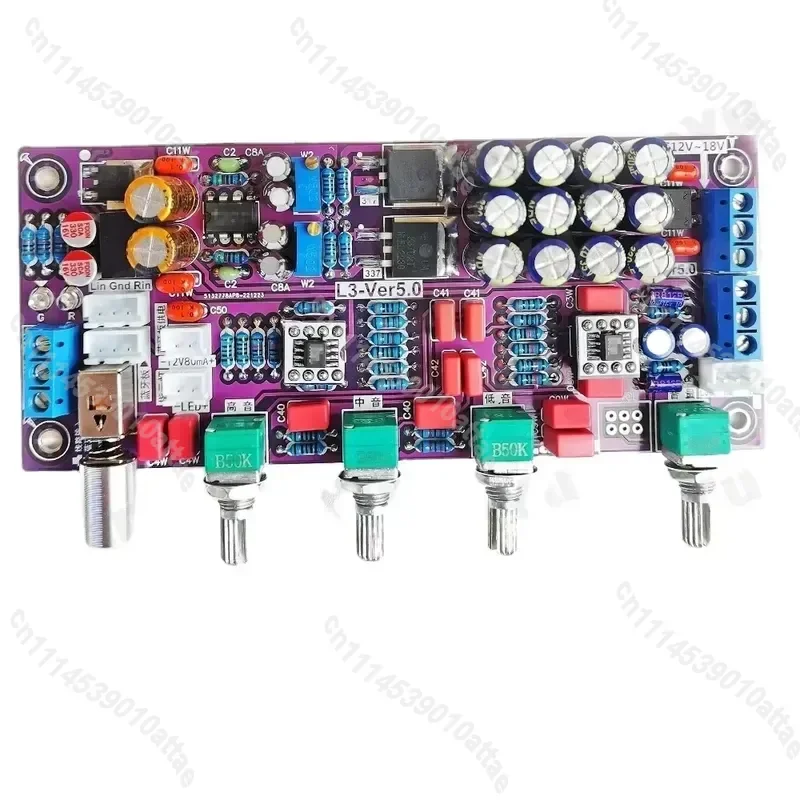HiFi Class A Preamp Tone Board OPA2604 AD847 OP AMP Audio Preamplifier with Treble Bass Volume Adjustment AC 12V-18V