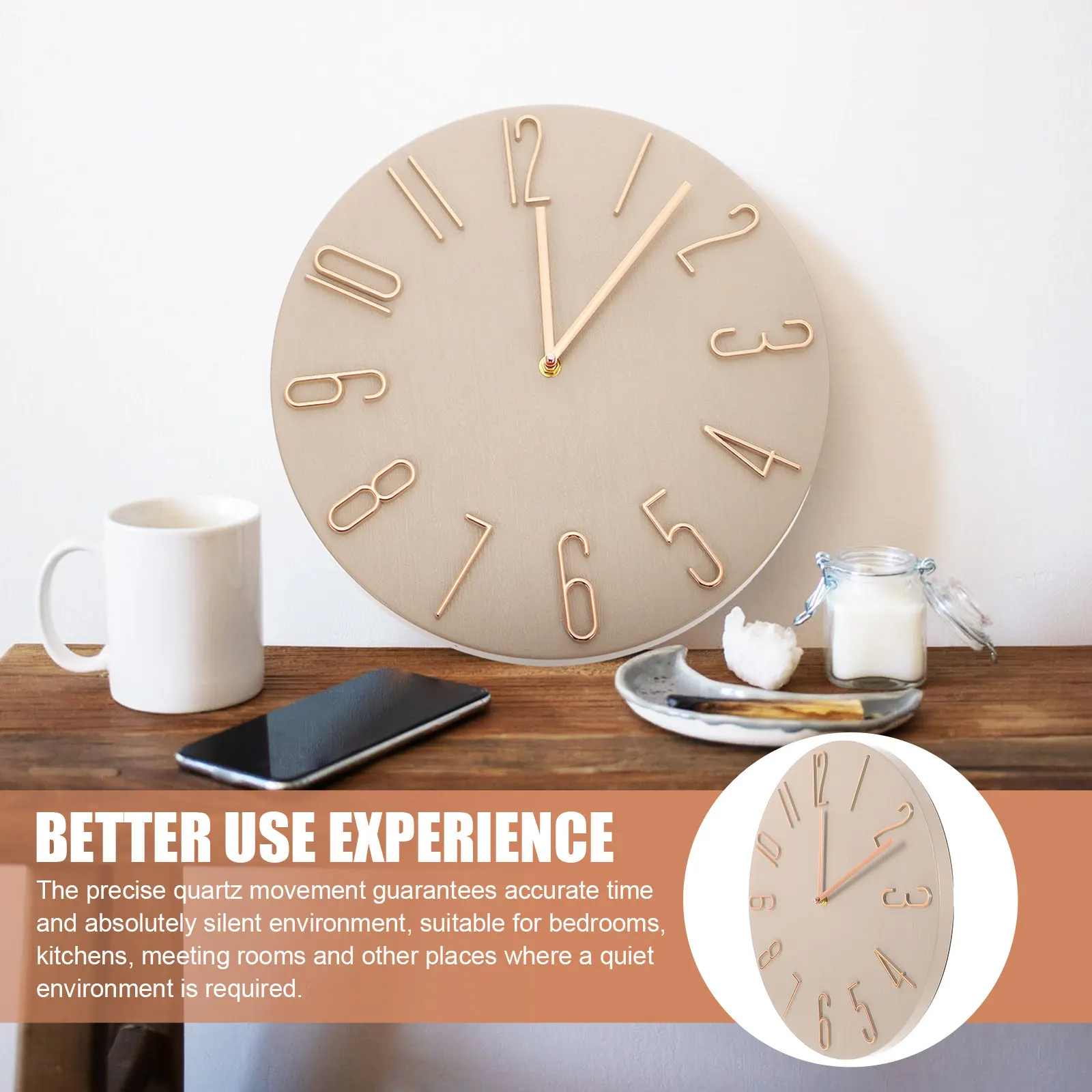 Modern Round Silent Wall Clock Battery Operated Wall Decor for Living Room Office Store Clock Clocks for Living Room Decor