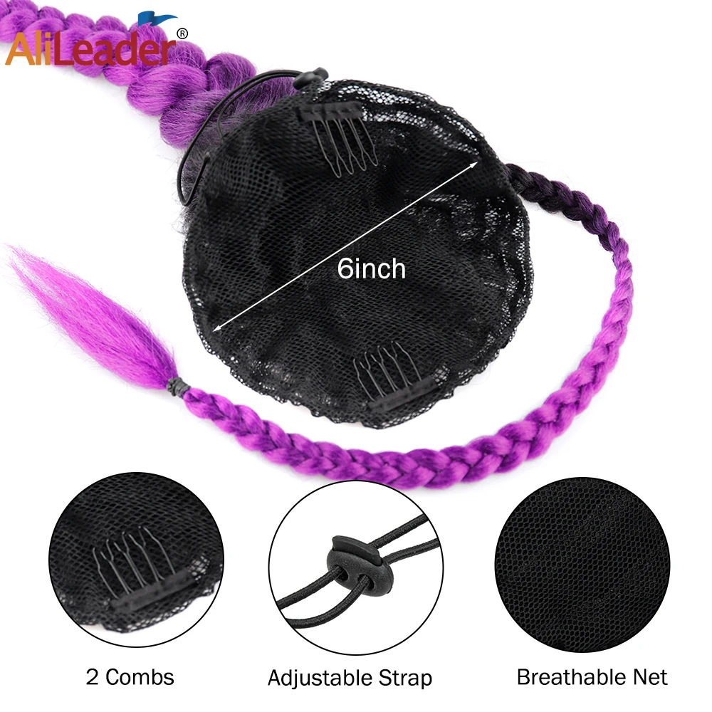 Cola de Caballo trenzada sintética con cordón para mujer, pieza de cabello con Clip de cola de pez negra de 24 pulgadas, trenzas Jumbo, extensiones