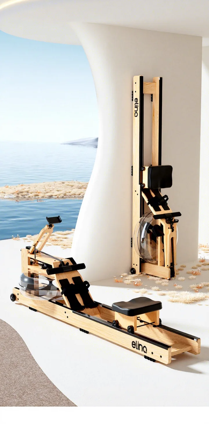 Wood Water Rowing Machine, Luxury Water Rower Home Gym Cardio Fitness Equipment For Villa