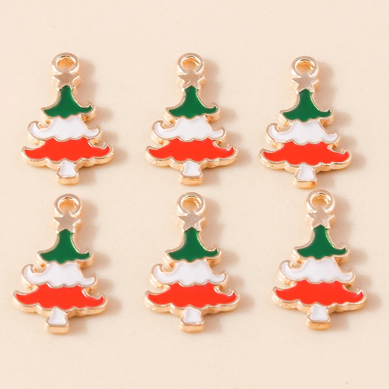 20 Stück gemischte niedliche Emaille-Weihnachtsbaum-Anhänger für die Schmuckherstellung, Tropfenohrringe, Halsketten, Armbänder, DIY-Bastelzubehör – Detail 13