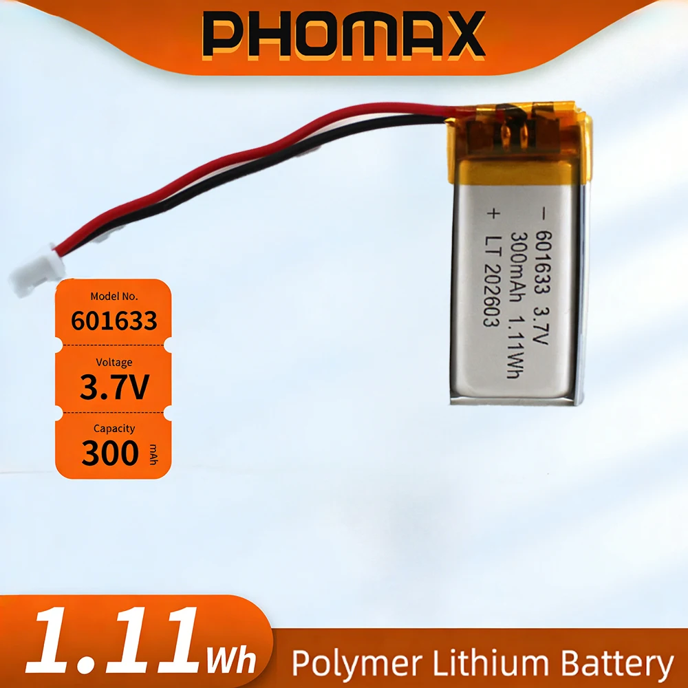 

PHOMAX 3.7V 601633 Lipo Battery Ph2.0 Plug Rechargeable Lithium Battery 3.7V For PS4 Humidifier GPS Navigation Bluetooth Speaker