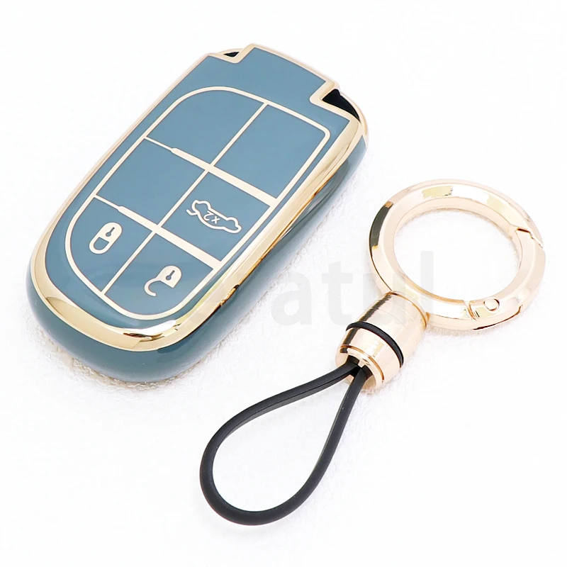 Funda para llave inteligente de 3/5 botones para Jeep Dodge RAM Durango Challenger Chrysler 200 300 Grand Cherokee Renegade Journey Dart Fiat