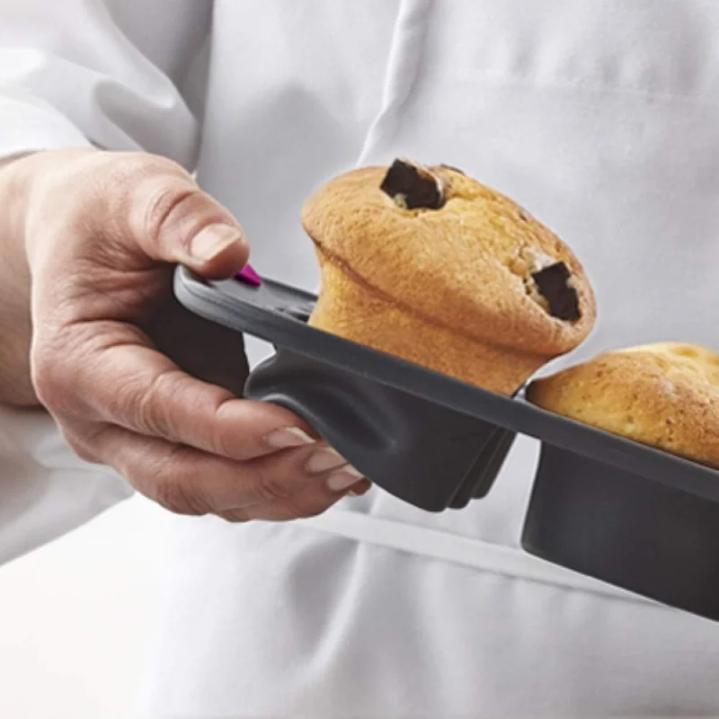 Structure White Confetti Reinforced 6 Cup Jumbo Muffin Pan Silicone Bakeware