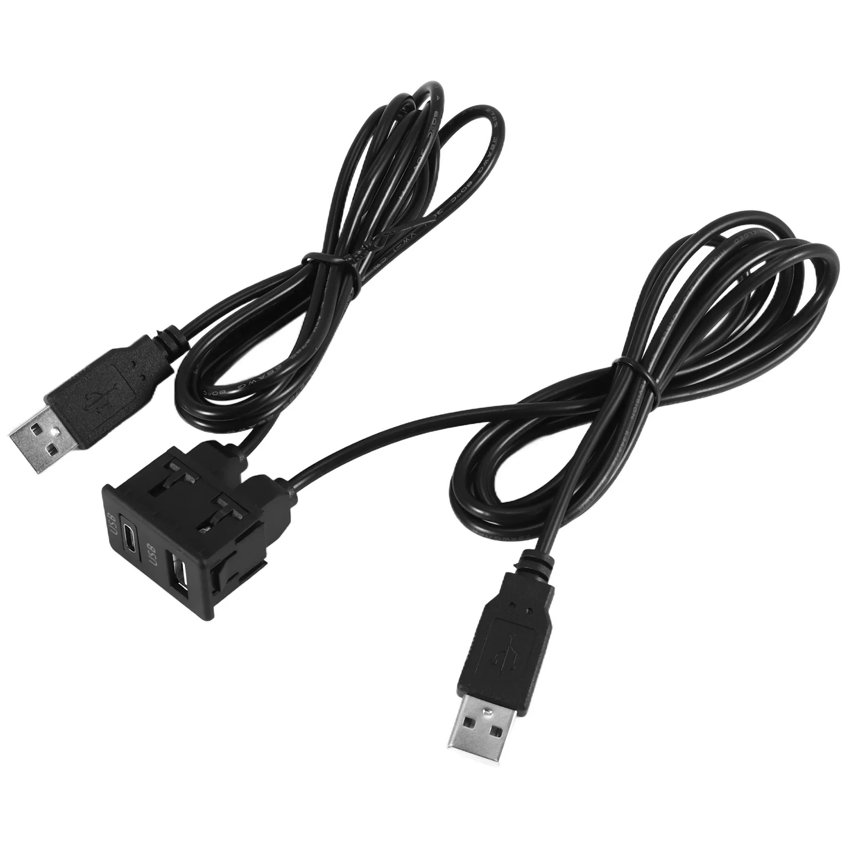 150CM Car Dash Flush Mount 2 USB Port Panel Auto Boat Dual USB-TAPYC Extension Cable Adapter for Toyota_X01A