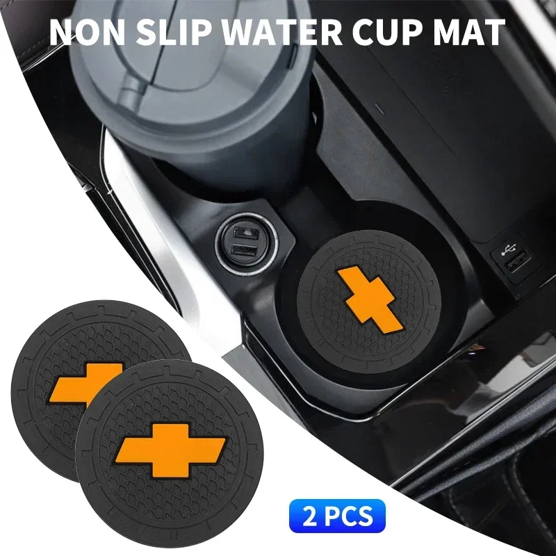 

1/2Pcs PVC Car Coaster Auto Water Cup Mat Anti-slip Pad Tools For Chevrolet Cruze Spark Captiva Suburban Camaro Malibu Silverado