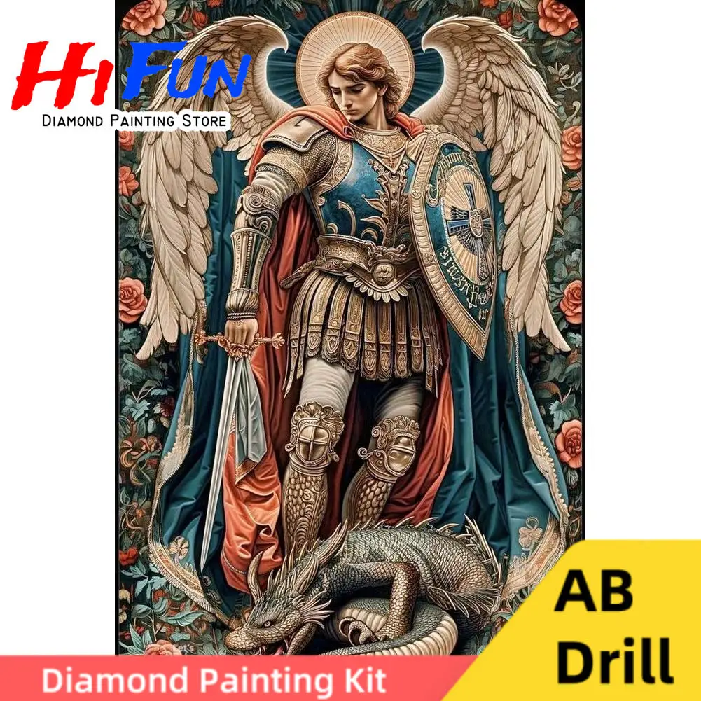 Kits de pintura de diamante de San Miguel, el Arcángel, taladros AB, decoración de guerrero espiritual cristiano religioso, arte de pared católico romano
