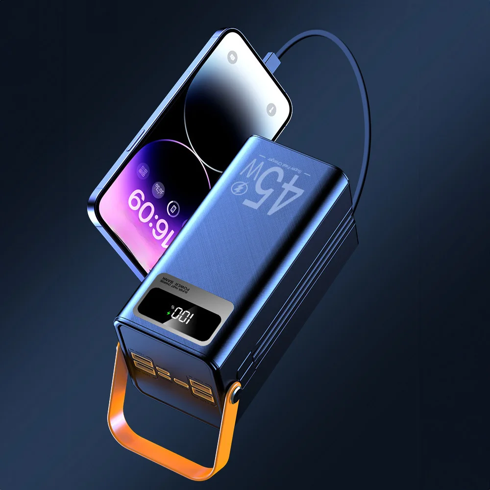 50000mAh Tragbare Powerbank für Camping 45W Superschnelles Laden mit Integrierten Kabeln und LED-Licht – Detail 3