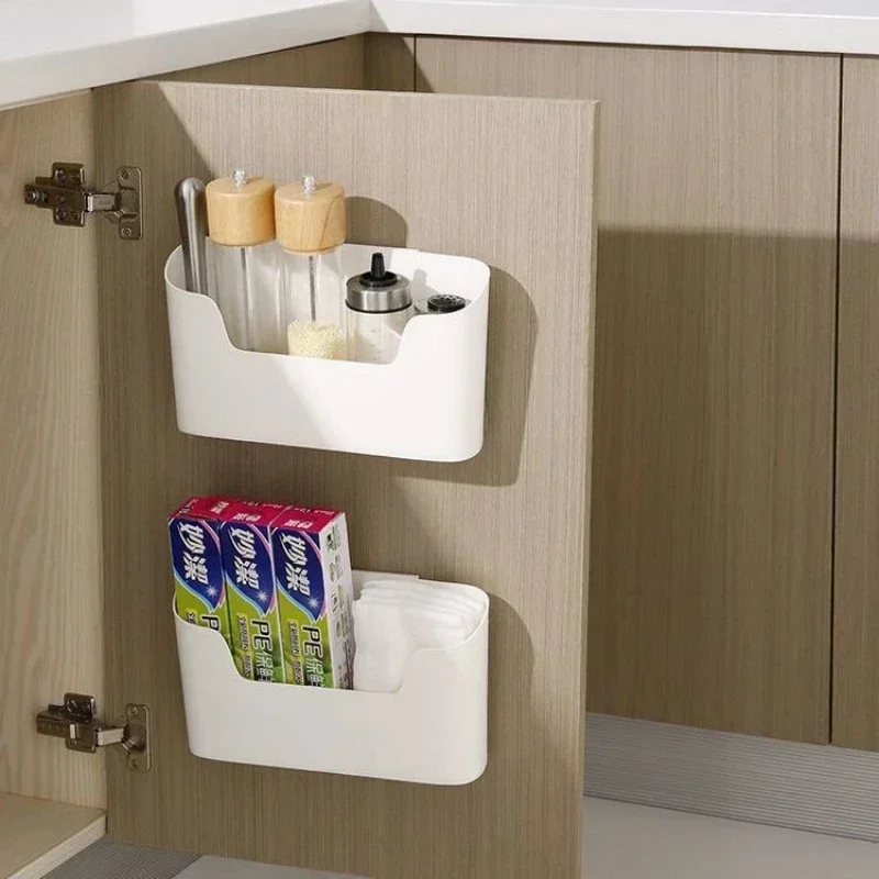 Kitchen Wall-mounted Adhesive Storage Rack Multifunctional Cabinet Door Storage Box Under Sink Drawer Shelf Bathroom Organizer