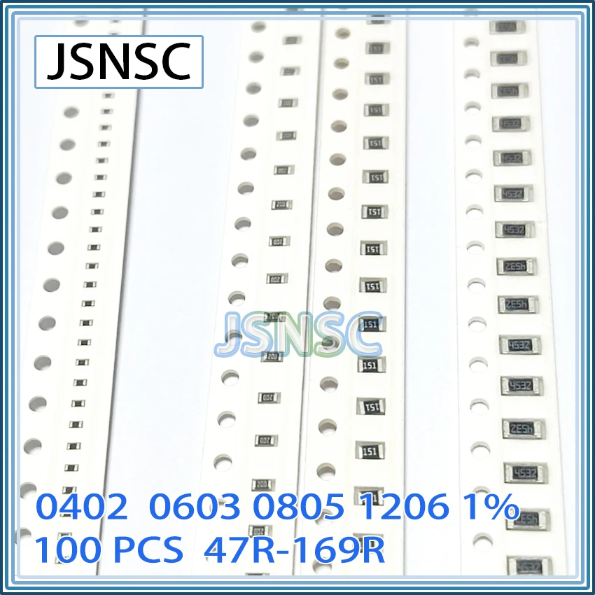 

JSNSC 0402 0603 0805 1206 1% Резистор 47R 51R 56R 62R 68R 75R 82R 91R 100R 105R 107R 110R 115R 120R 130R 150R 160R 169R