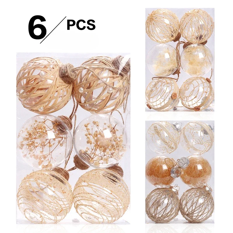 

6PCS Christmas Ball Christmas Tree Ornaments Xmas Hanging Tree Pendants Ball Home Party Decoration 2024 New Year 2025 Navidad