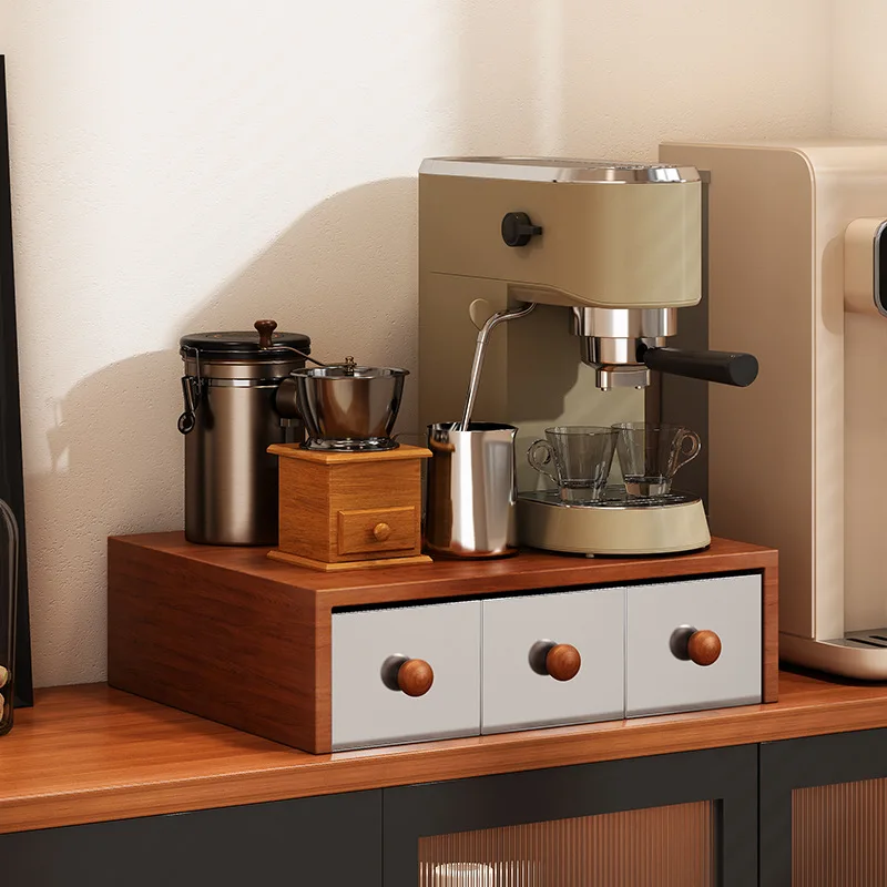 Countertop Coffee Machine Shelf Water Cup Bar Drawer Tea Bag Mug Dust Cup Kitchen Microwave Rack