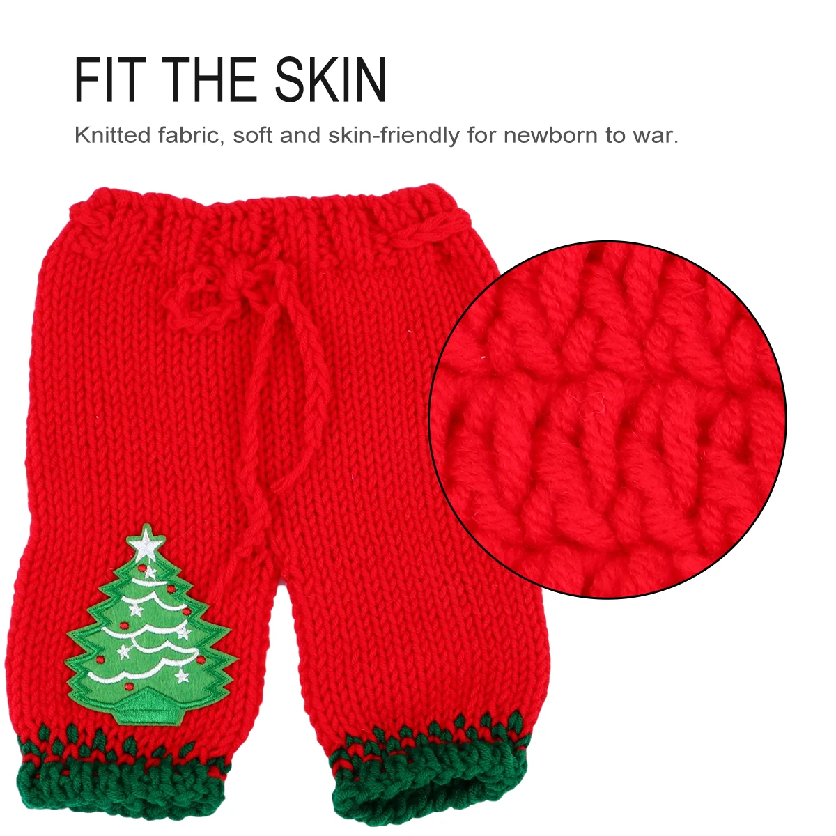 

Newborn Photo Props Knitted Clothes Xmas Outfit Red Green Colors Infant Shoot Wear Non Fading Wool Fabric
