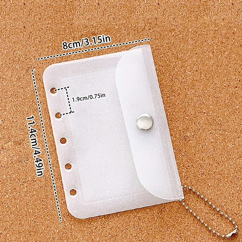 Bolsa interior para cuaderno de notas M5 con cinco agujeros, funda porta tarjetas de hojas sueltas con cadena colgante, bolsa de almacenamiento transparente de PVC, funda para tarjetas