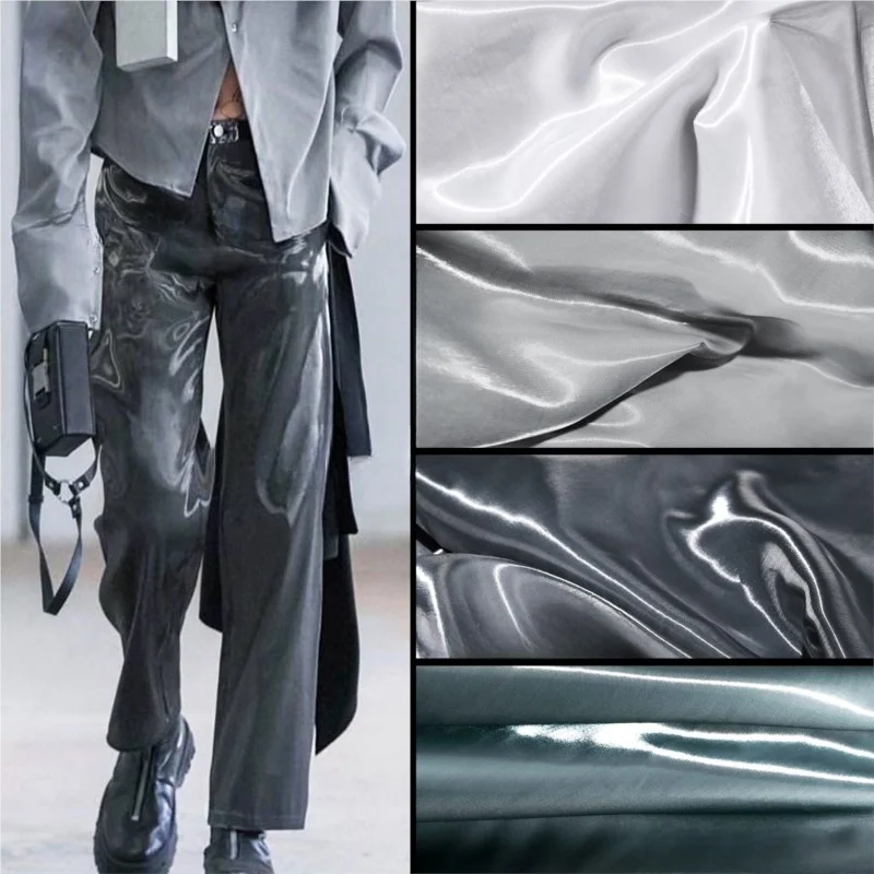 

Gray Trench Coat Pants Fabric Smooth Flash Crisp Wedding Dress Clothing Designer