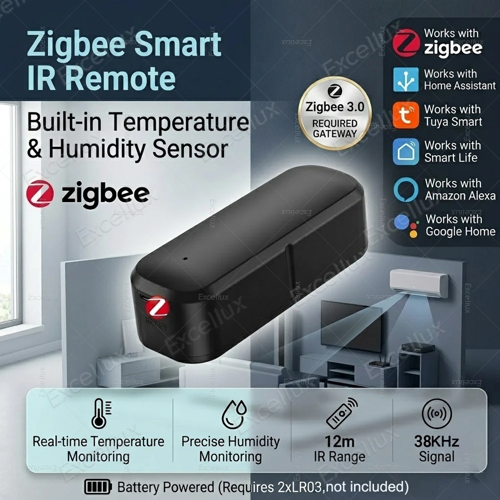 Smart Zigbee IR Remote Control Universal Infrared Controller for TV Air Conditioner Works with Alexa Smart Life TUYA Zigbee2MQTT