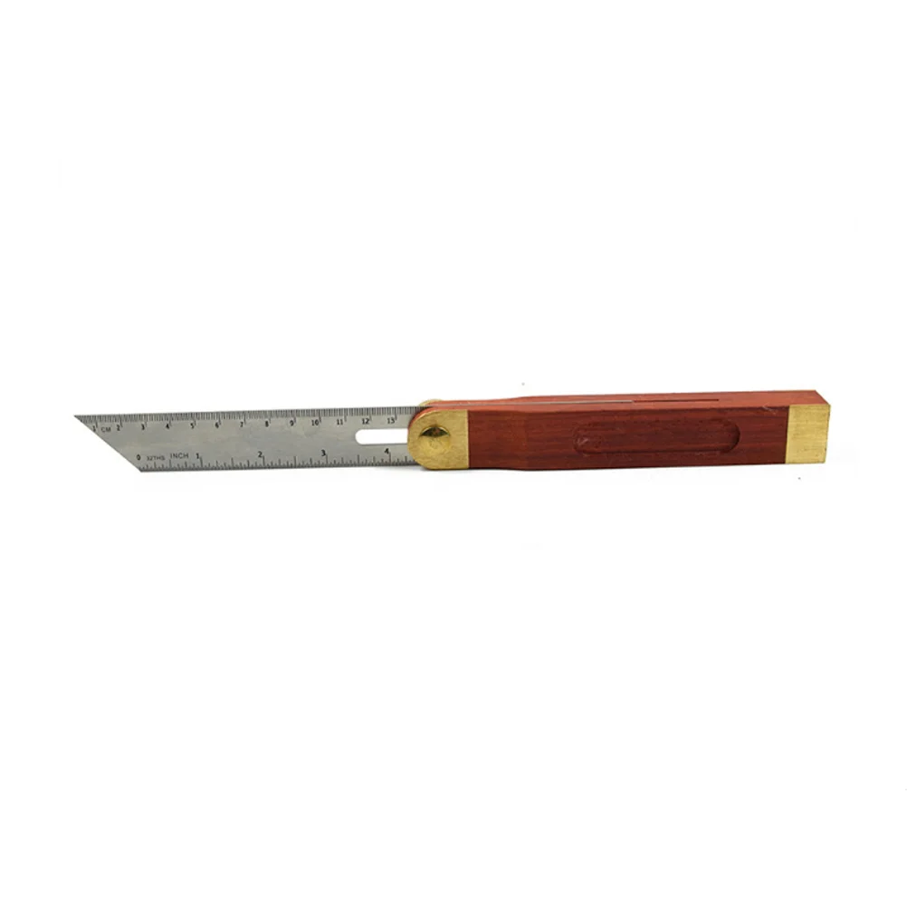 

Redwood Handle Sliding T-Bevel Stainless Steel Ruler Brass Fittings Adjustable 0-360 Degree Angle Tool Sliding Ruler