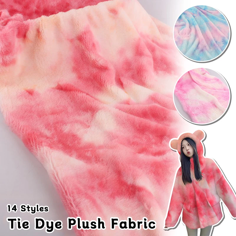 

1m Tie Dye Faux Rabbit Plush Fabric Gradient Colorful Soft Imitation Rabbit Fur Fabric for DIY Winter Coat Casual Wear Scarf