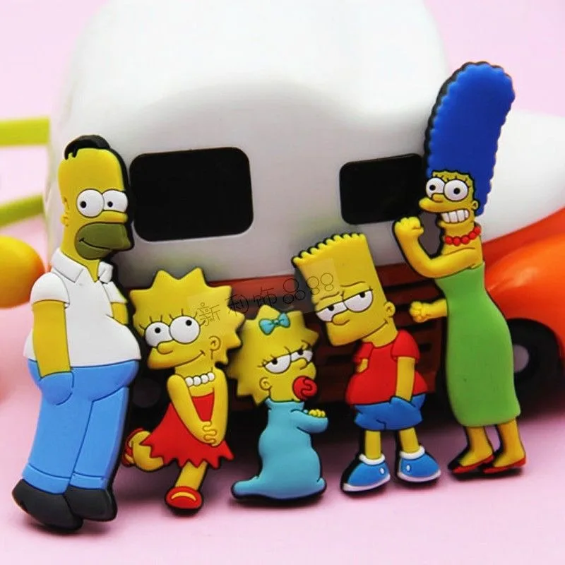 5 Stück Cartoon Simpsons Kühlschrankaufkleber im nordischen Stil, kreatives, hochwertiges magnetisches Aufkleber-Set für Whiteboard-Dekoration.